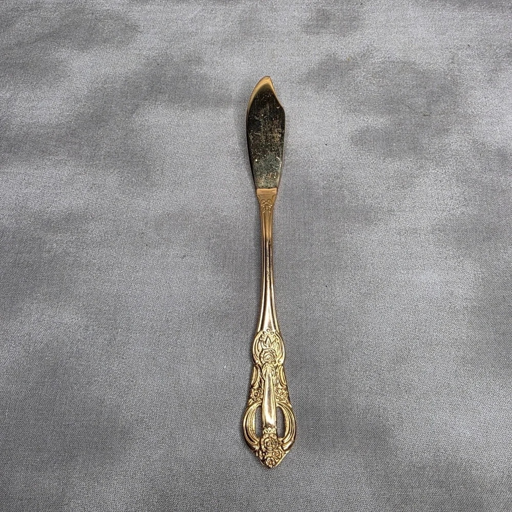 Hanford Forge Princeton Gold Electroplate Flat Handle Master Butter Knife 6 7/8